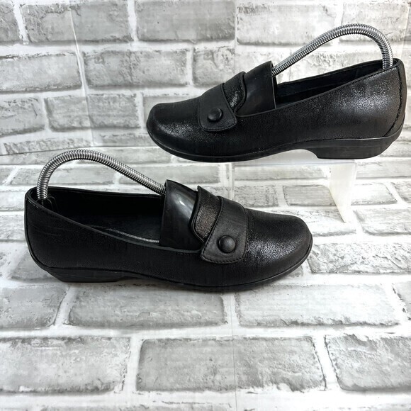Dansko Shoes - Dansko Olena Women’s Size 40-US 9.5/10 Black Leather Metallic Slip On Shoes